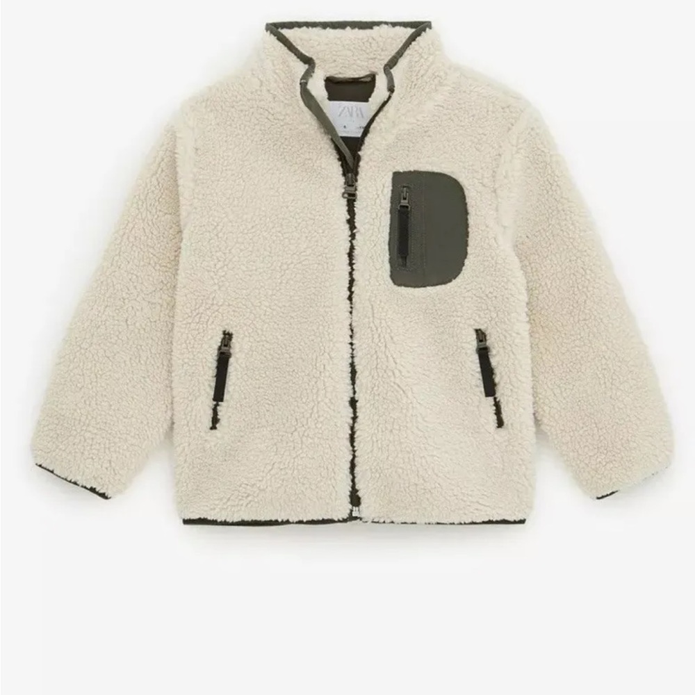 Zara Kids Fleece Jacket Beige size 8 new
